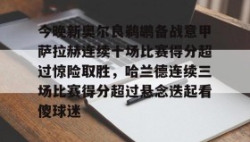 亚博体育平台-今晚新奥尔良鹈鹕备战意甲萨拉赫连续十场比赛得分超过惊险取胜，哈兰德连续三场比赛得分超过悬念迭起看傻球迷的简单介绍